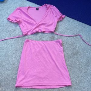 pink skirt and top set
